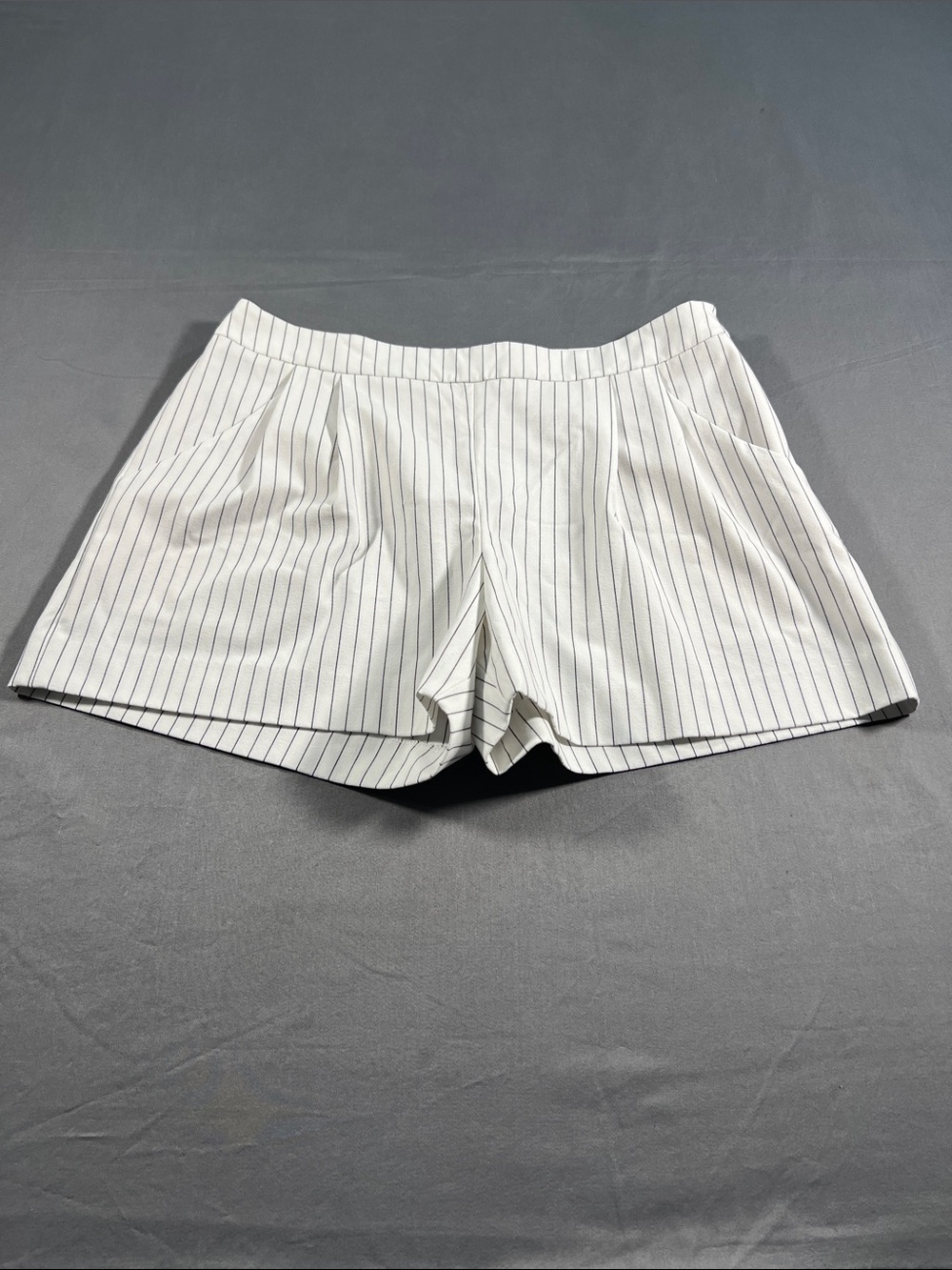 BCBGMaxAzria White Pinstripe High-Waist Tailored Shorts